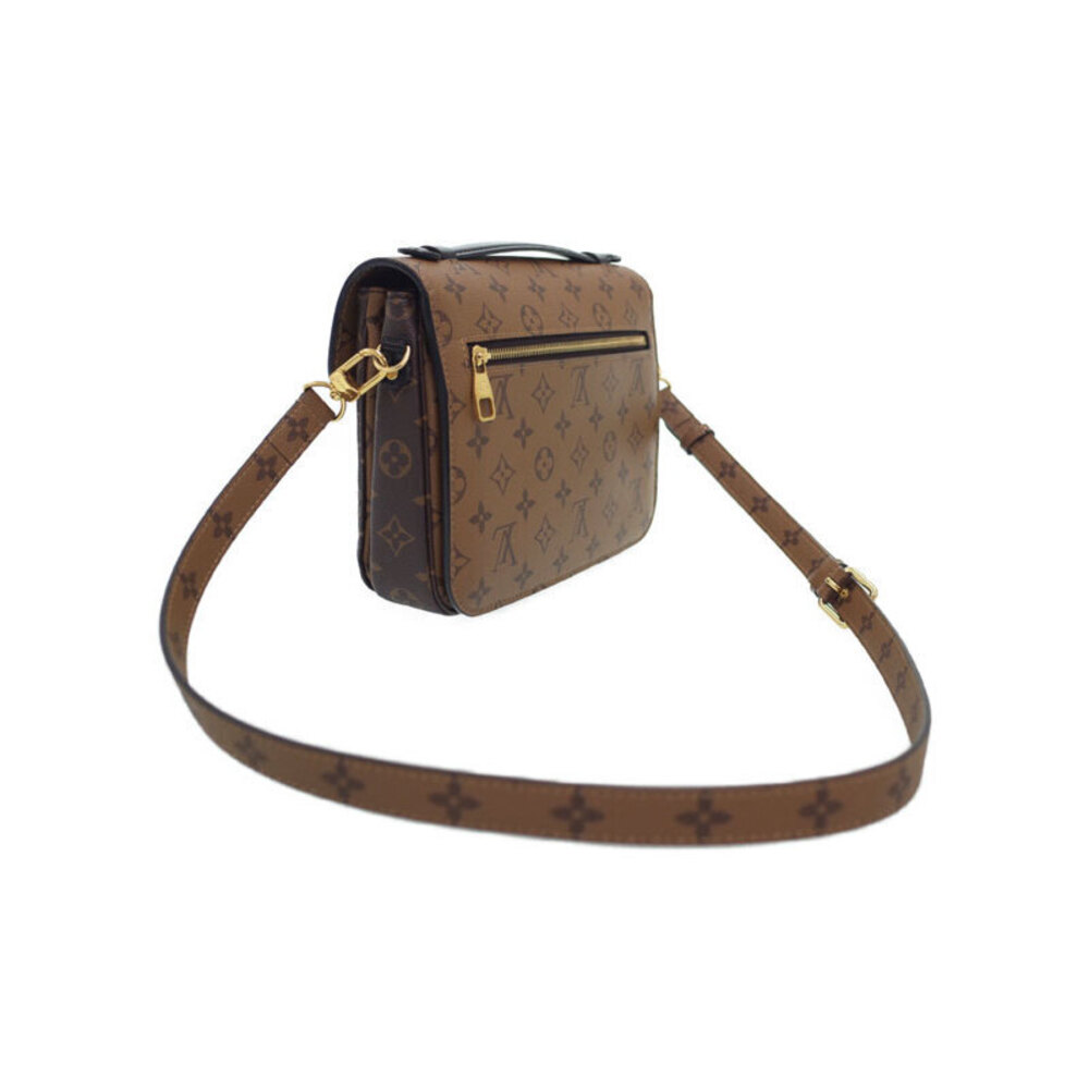 Louis Vuitton Brown Bag Monogram Reverse Pochette Leather Metis